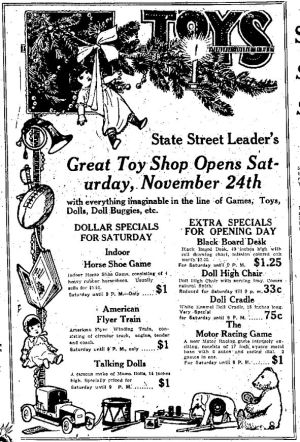 Wisconsin State Journal toy ads: 1920s